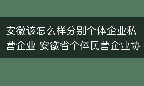 安徽该怎么样分别个体企业私营企业 安徽省个体民营企业协会官网
