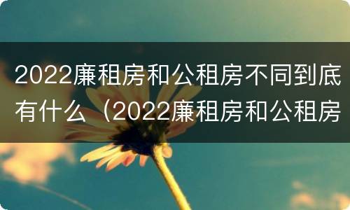 2022廉租房和公租房不同到底有什么（2022廉租房和公租房不同到底有什么区别）