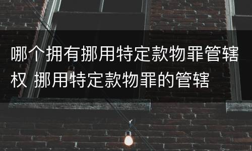 哪个拥有挪用特定款物罪管辖权 挪用特定款物罪的管辖