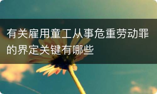 有关雇用童工从事危重劳动罪的界定关键有哪些