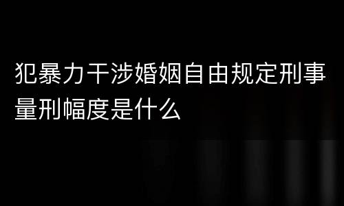 犯暴力干涉婚姻自由规定刑事量刑幅度是什么