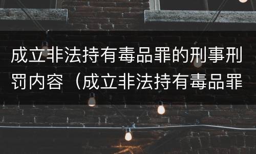 成立非法持有毒品罪的刑事刑罚内容（成立非法持有毒品罪的刑事刑罚内容是）