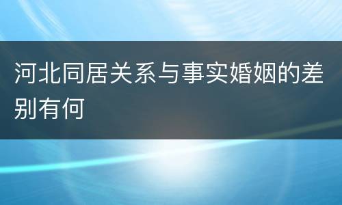 河北同居关系与事实婚姻的差别有何