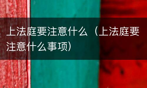 上法庭要注意什么（上法庭要注意什么事项）