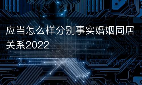 应当怎么样分别事实婚姻同居关系2022