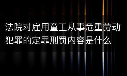 法院对雇用童工从事危重劳动犯罪的定罪刑罚内容是什么