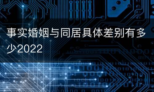 事实婚姻与同居具体差别有多少2022