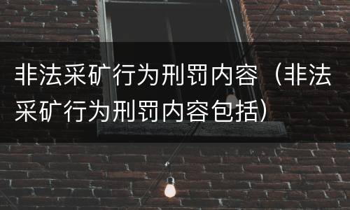 非法采矿行为刑罚内容（非法采矿行为刑罚内容包括）