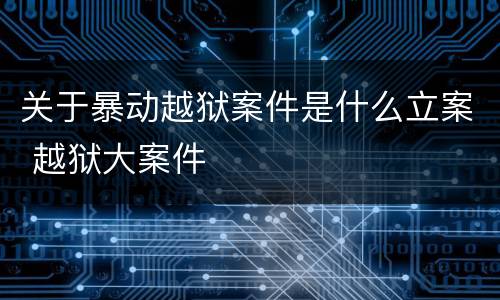 关于暴动越狱案件是什么立案 越狱大案件
