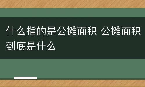 什么指的是公摊面积 公摊面积到底是什么