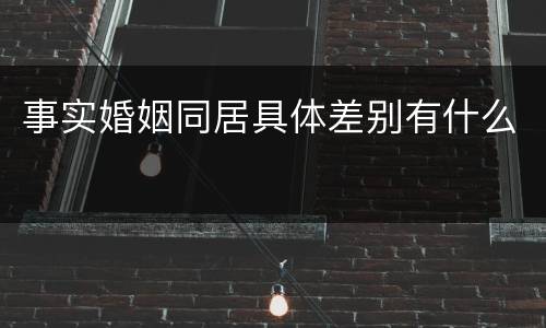 事实婚姻同居具体差别有什么