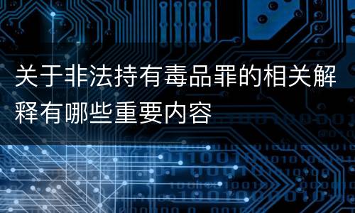 关于非法持有毒品罪的相关解释有哪些重要内容