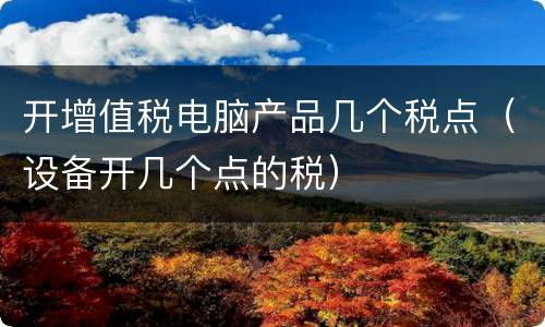 开增值税电脑产品几个税点（设备开几个点的税）