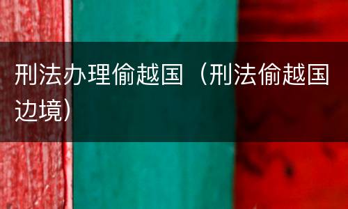 刑法办理偷越国（刑法偷越国边境）