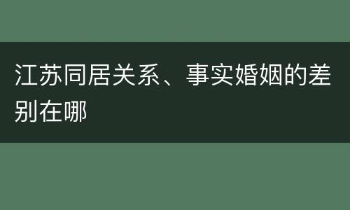 江苏同居关系、事实婚姻的差别在哪