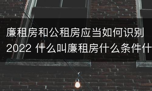 廉租房和公租房应当如何识别2022 什么叫廉租房什么条件什么叫公租房