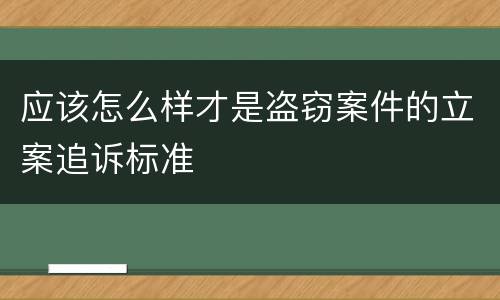 应该怎么样才是盗窃案件的立案追诉标准