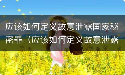 应该如何定义故意泄露国家秘密罪（应该如何定义故意泄露国家秘密罪行）