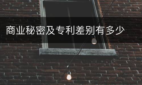 商业秘密及专利差别有多少