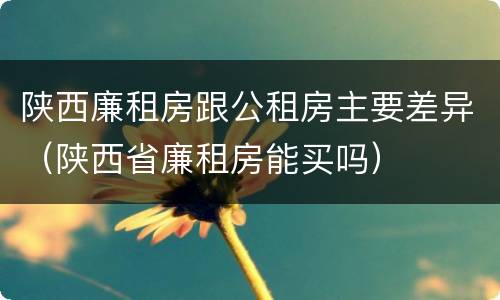 陕西廉租房跟公租房主要差异（陕西省廉租房能买吗）