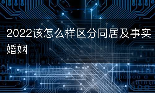 2022该怎么样区分同居及事实婚姻