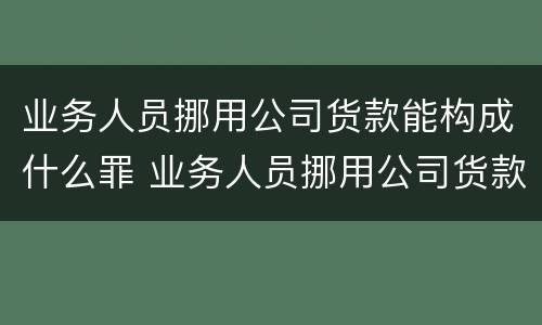 业务人员挪用公司货款能构成什么罪 业务人员挪用公司货款能构成什么罪