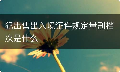 犯出售出入境证件规定量刑档次是什么