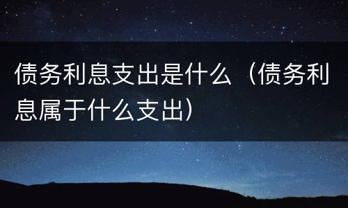 债务利息支出是什么（债务利息属于什么支出）