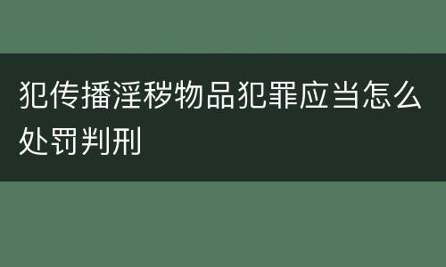 犯传播淫秽物品犯罪应当怎么处罚判刑