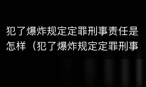 犯了爆炸规定定罪刑事责任是怎样（犯了爆炸规定定罪刑事责任是怎样的）