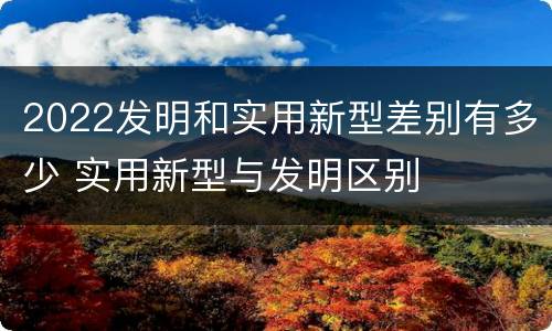 2022发明和实用新型差别有多少 实用新型与发明区别