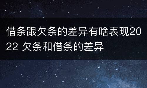 借条跟欠条的差异有啥表现2022 欠条和借条的差异