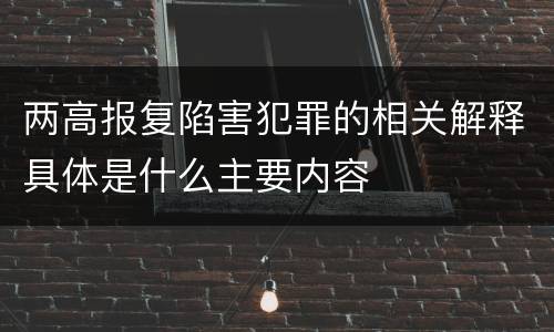 两高报复陷害犯罪的相关解释具体是什么主要内容