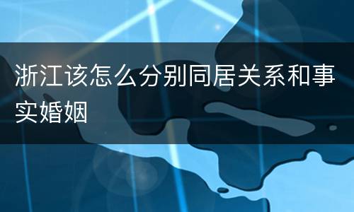 浙江该怎么分别同居关系和事实婚姻