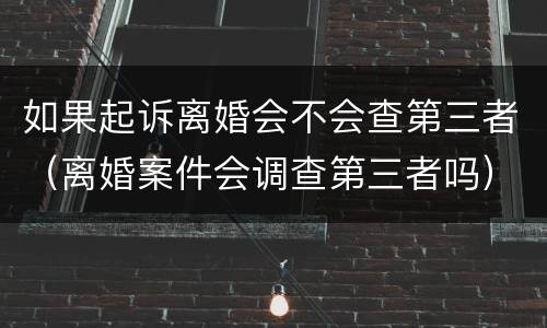 如果起诉离婚会不会查第三者（离婚案件会调查第三者吗）