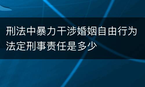 刑法中暴力干涉婚姻自由行为法定刑事责任是多少