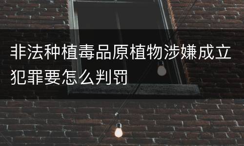 非法种植毒品原植物涉嫌成立犯罪要怎么判罚