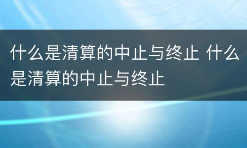 什么是清算的中止与终止 什么是清算的中止与终止