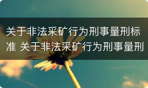 关于非法采矿行为刑事量刑标准 关于非法采矿行为刑事量刑标准的解释