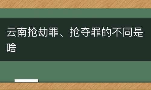 云南抢劫罪、抢夺罪的不同是啥