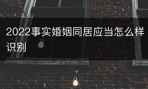 2022事实婚姻同居应当怎么样识别