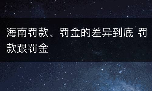 海南罚款、罚金的差异到底 罚款跟罚金