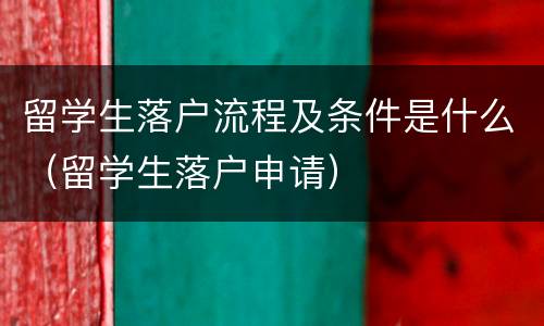 留学生落户流程及条件是什么（留学生落户申请）