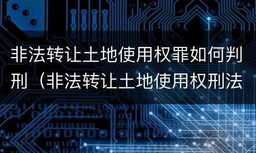 非法转让土地使用权罪如何判刑（非法转让土地使用权刑法条文）