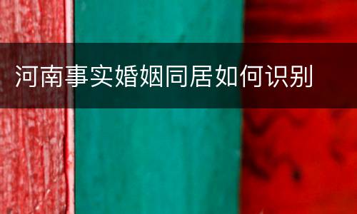 河南事实婚姻同居如何识别
