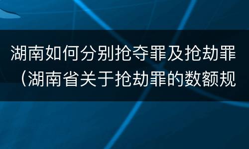 湖南如何分别抢夺罪及抢劫罪（湖南省关于抢劫罪的数额规定）