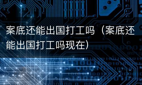 案底还能出国打工吗（案底还能出国打工吗现在）