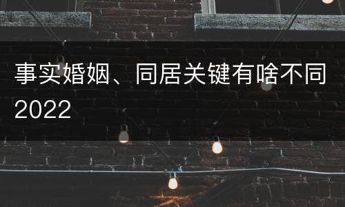 事实婚姻、同居关键有啥不同2022