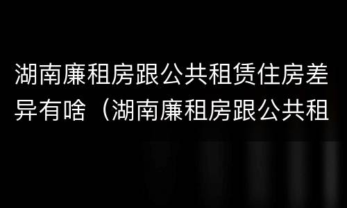 湖南廉租房跟公共租赁住房差异有啥（湖南廉租房跟公共租赁住房差异有啥区别）