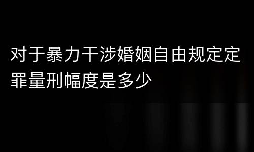对于暴力干涉婚姻自由规定定罪量刑幅度是多少